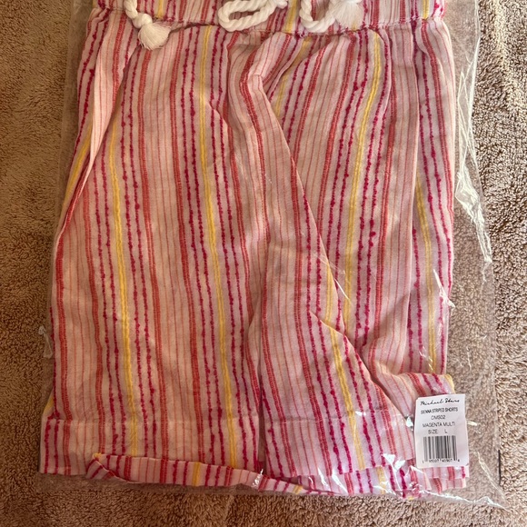 NWT Michael Stars Sienna stripe shorts magenta multi color textured size Large - Picture 3 of 4